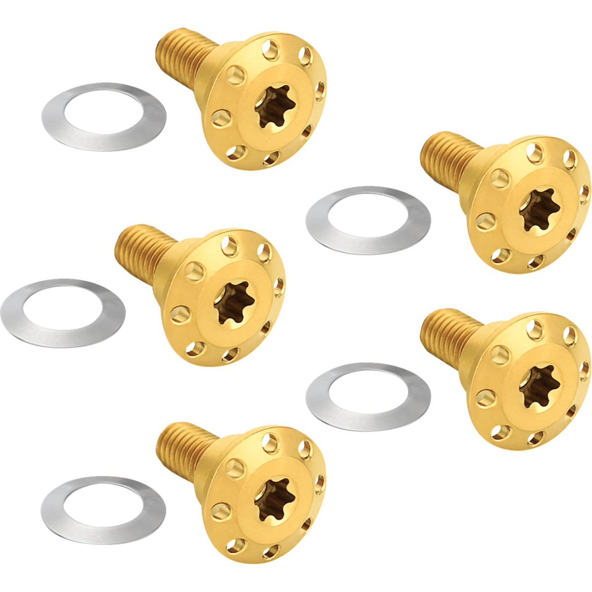 Arlen Ness #300-922 - Bolt Kit - Holeshot/Front/Floating/Brake Rotor - Spoke Mount - Gold - 5 Pack