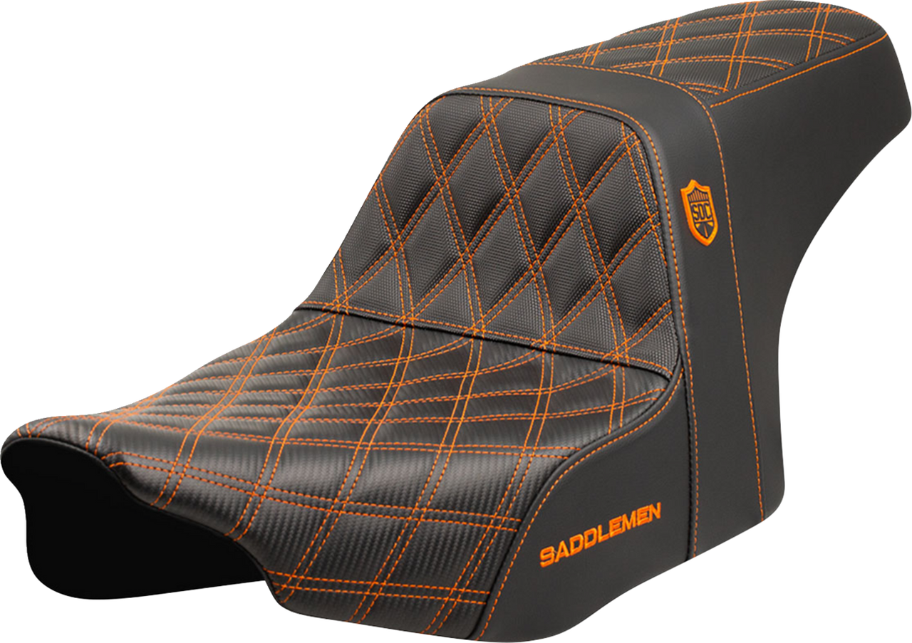 Saddlemen Pro Series SDC Performance Seat - Orange Stitching - w/o Backrest - FLT/FLH '23-'24