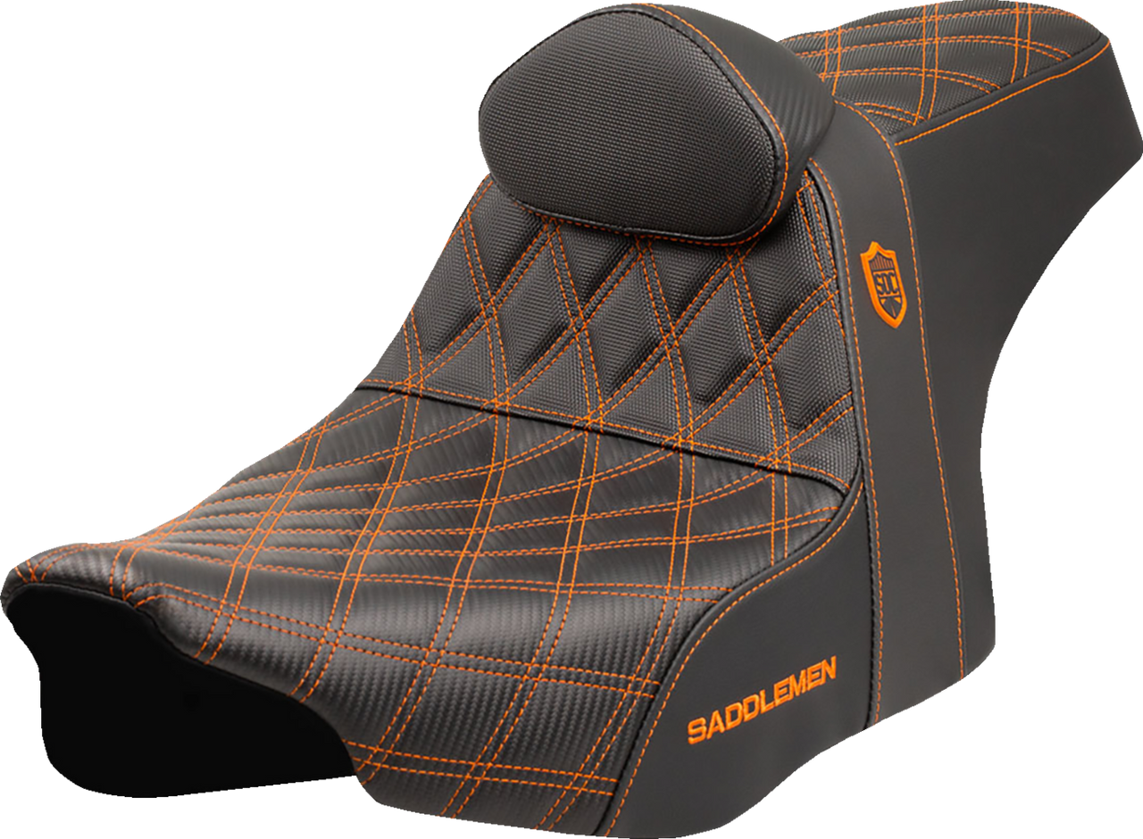Saddlemen Pro Series SDC Performance Seat - Orange Stitching - w/ Backrest - FLT/FLH '23-'25