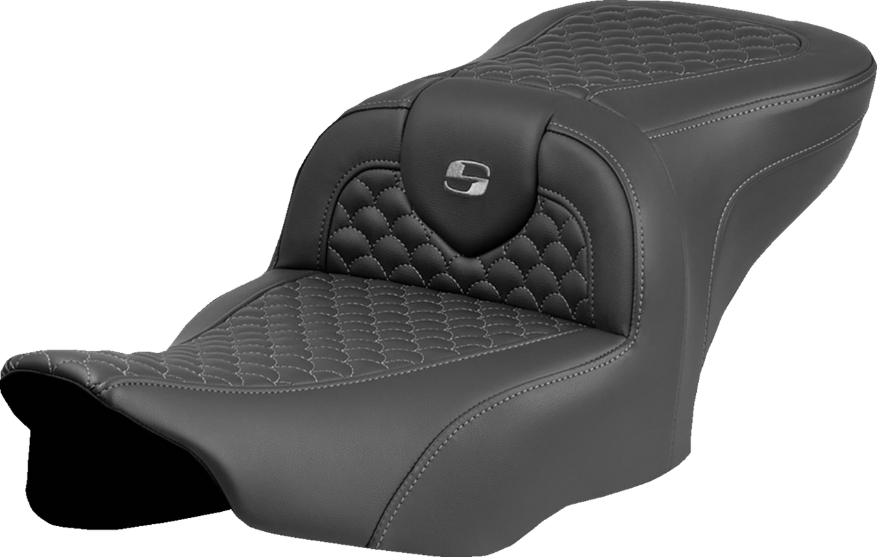 Saddlemen Roadsofa Seat - Dragon Scale Stitch - Dark Gray Stitch - w/o Backrest - FLTR/FLHX '23-'24