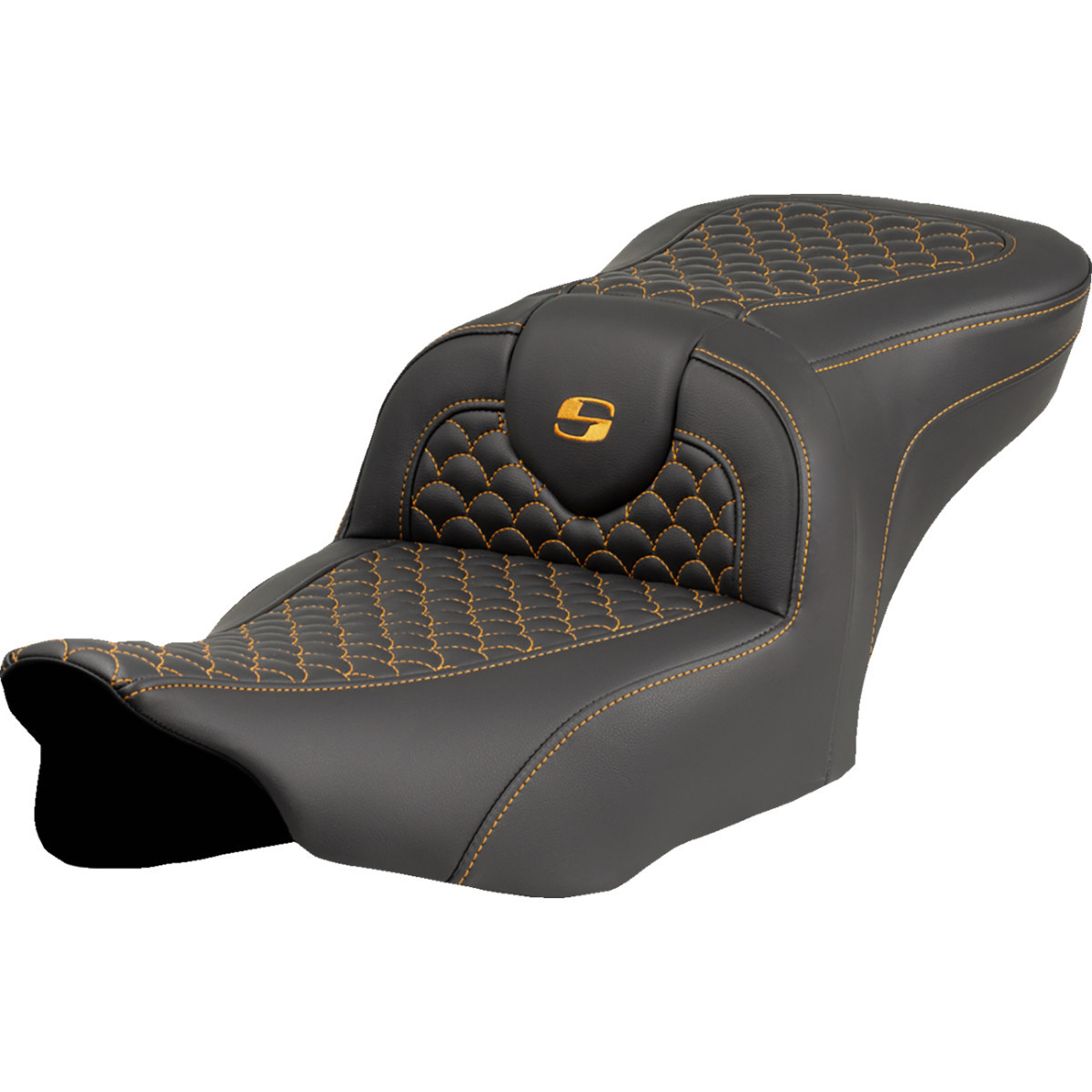Saddlemen #823-07-20807 - Roadsofa™ Seat - Dragon Scale Stitch - Gold Stitch - w/o Backrest - FLTR/FLHX '23-'24