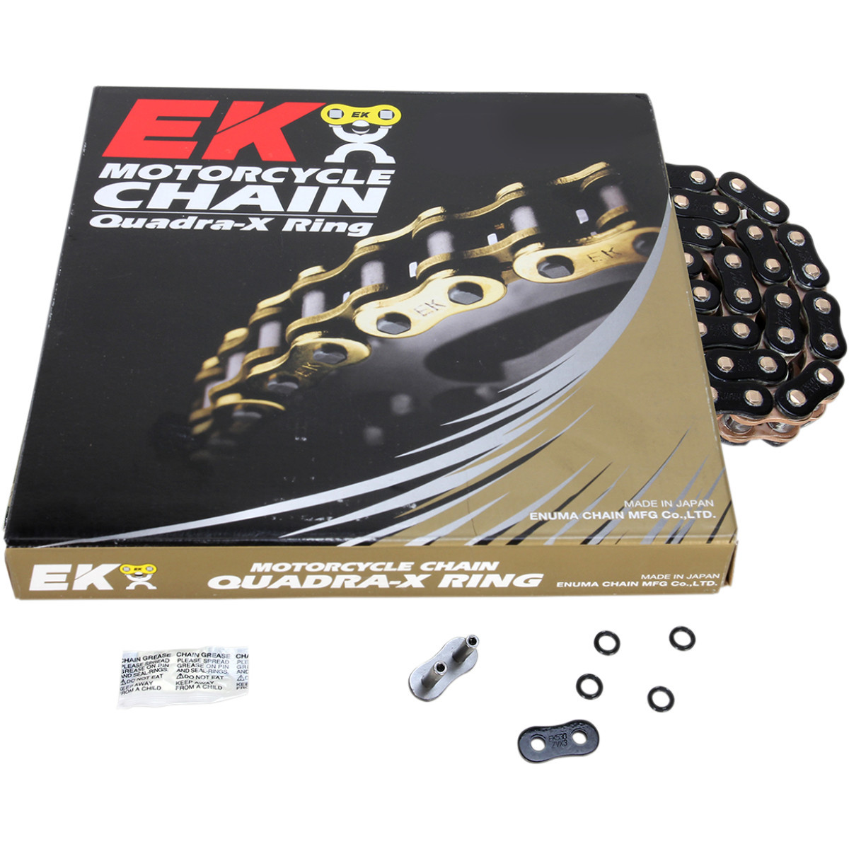 EK #520ZVX3-160KG - 520 ZVX3 - Sportbike Chain - 160 Links - Black/Gold