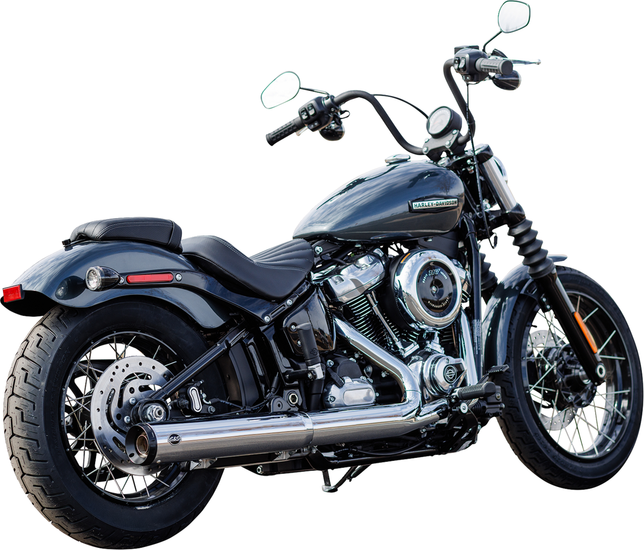 S&S Cycle #550-1160 - Grand National Slip-On Muffler - 50 State - 4" Chrome - M8 Softail