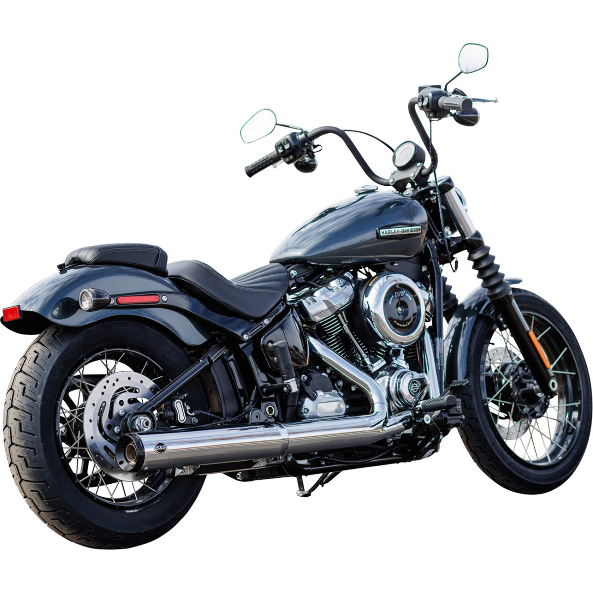 S&S Cycle #550-1160 - Grand National Slip-On Muffler - 50 State - 4" Chrome - M8 Softail
