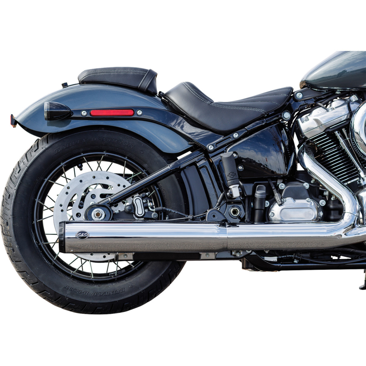 S&S Cycle #550-1160 - Grand National Slip-On Muffler - 50 State - 4" Chrome - M8 Softail
