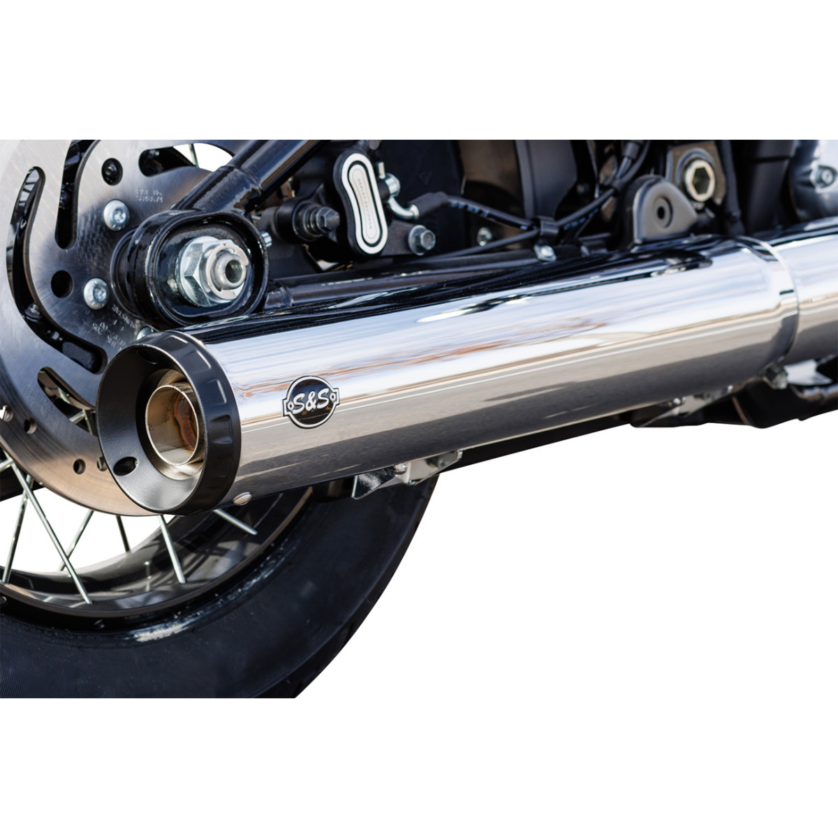 S&S Cycle #550-1160 - Grand National Slip-On Muffler - 50 State - 4" Chrome - M8 Softail