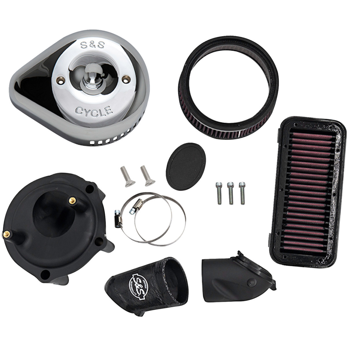 S&S Cycle #170-0827 - Stealth Air Cleaner Kit with Cover - Chrome - Indian