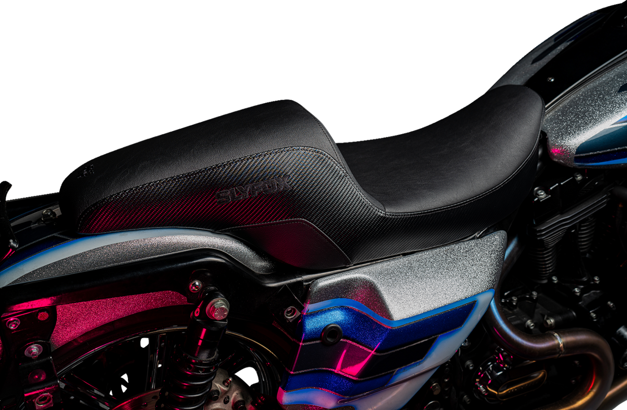 Slyfox #0801-1612 - Drifter Seat - Black Logo - Smooth Vinyl - Carbon Fiber - FL '97-'07
