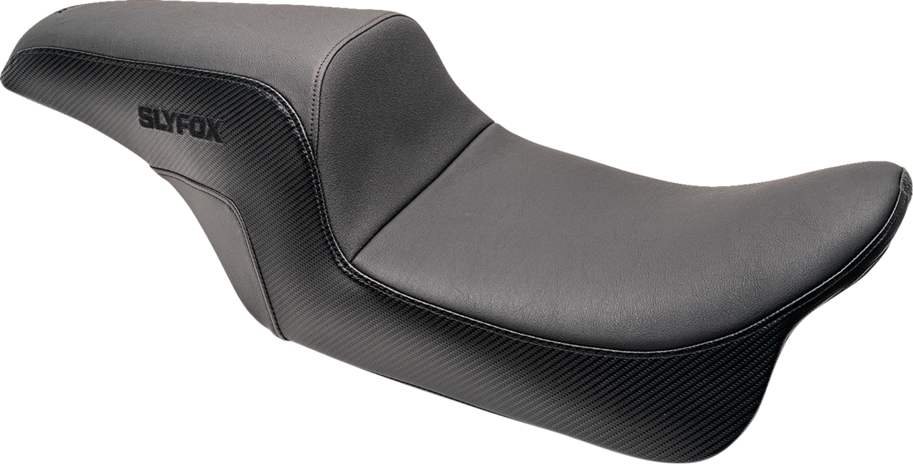 Slyfox #0801-1612 - Drifter Seat - Black Logo - Smooth Vinyl - Carbon Fiber - FL '97-'07