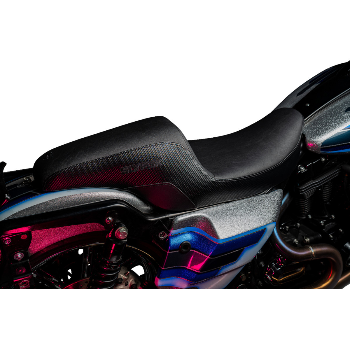 Slyfox #0801-1612 - Drifter Seat - Black Logo - Smooth Vinyl - Carbon Fiber - FL '97-'07