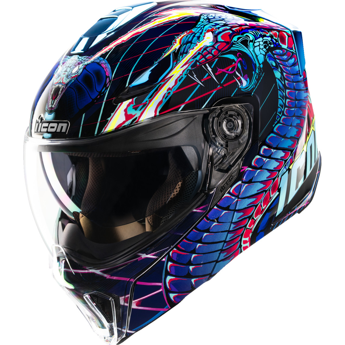 Icon - Threshold™ Modular Helmet - Synthwave Lazer Cobra - Blue - XL