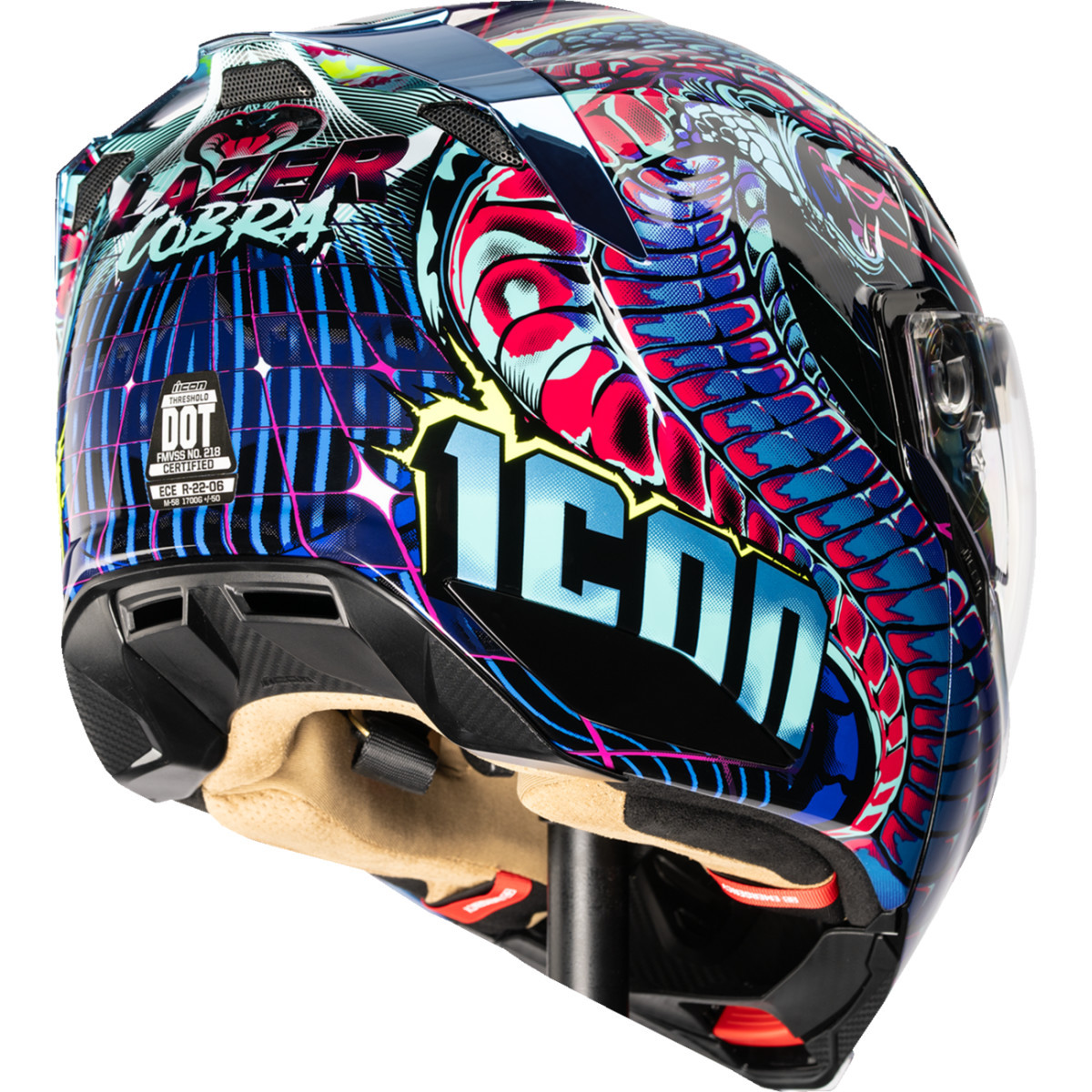 Icon - Threshold™ Modular Helmet - Synthwave Lazer Cobra - Blue - 3XL