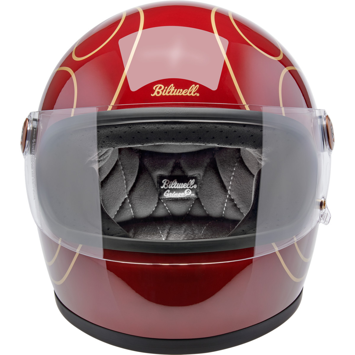 Biltwell #1003-594-504 - Gringo S Helmet - Flames - Gloss Garnet Red - Large
