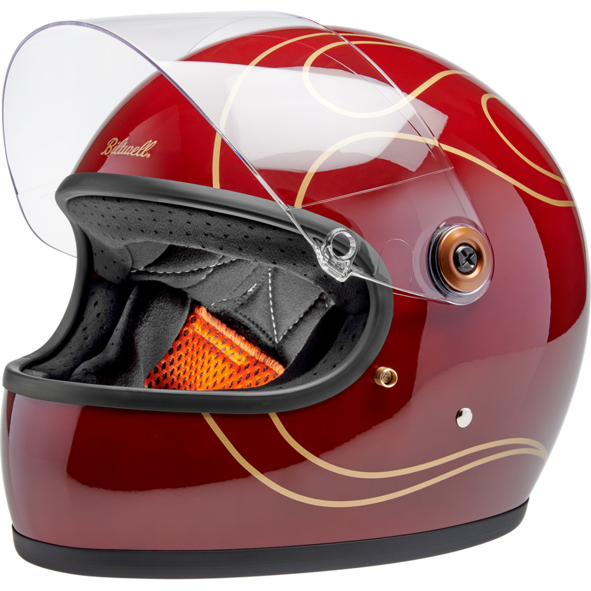 Biltwell #1003-594-504 - Gringo S Helmet - Flames - Gloss Garnet Red - Large