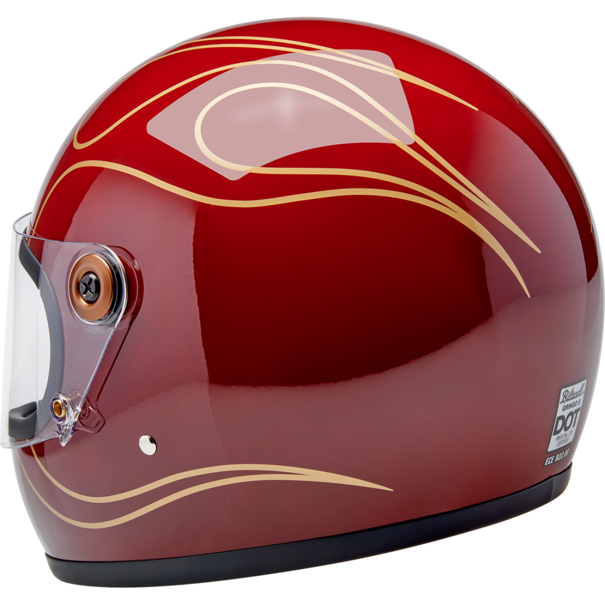 Biltwell #1003-594-504 - Gringo S Helmet - Flames - Gloss Garnet Red - Large