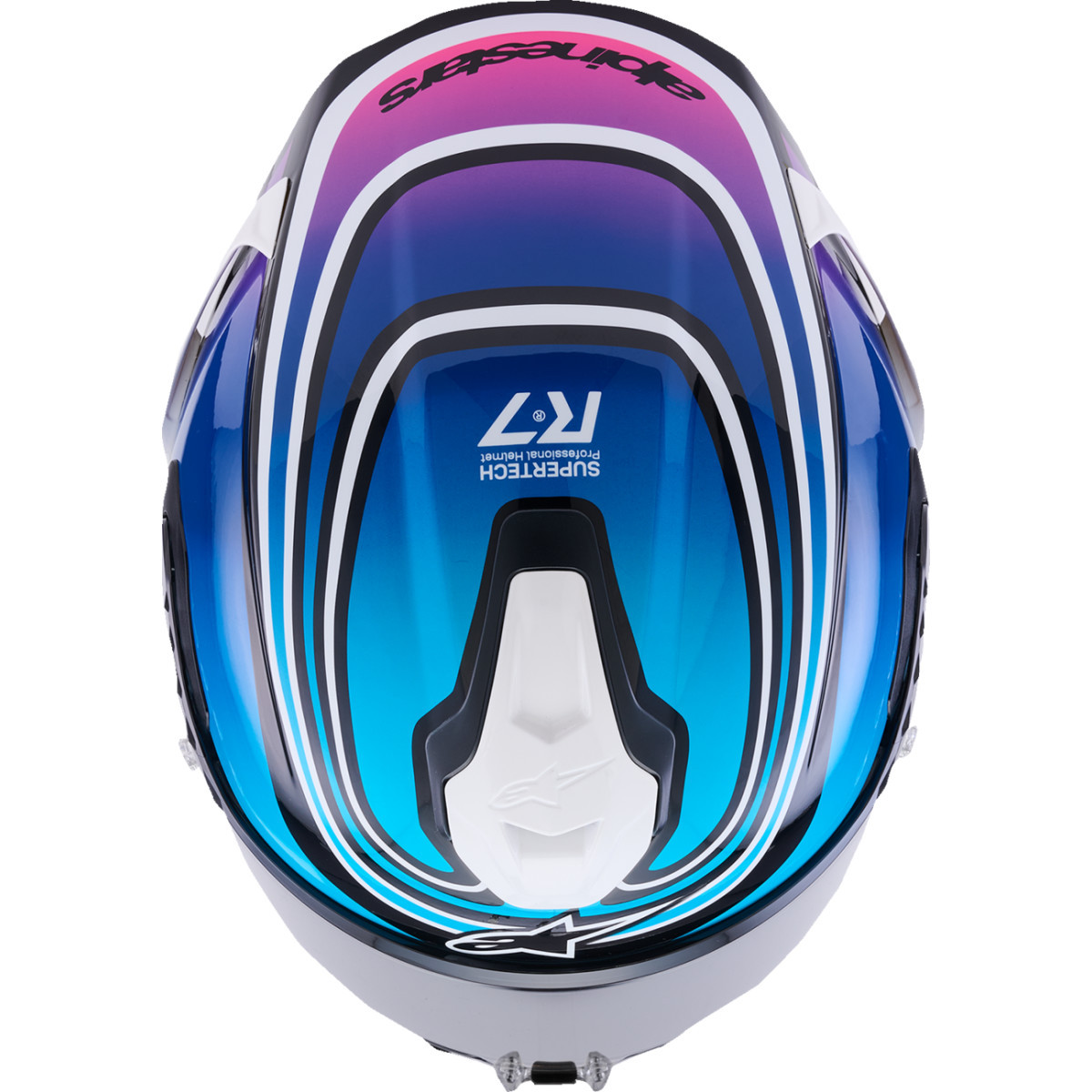 Alpinestars #8202826-1636-2XL - Supertech R7 Helmet - Zeal - 22.06 - Gloss Black/Blue/Pink Fluo/White - 2XL