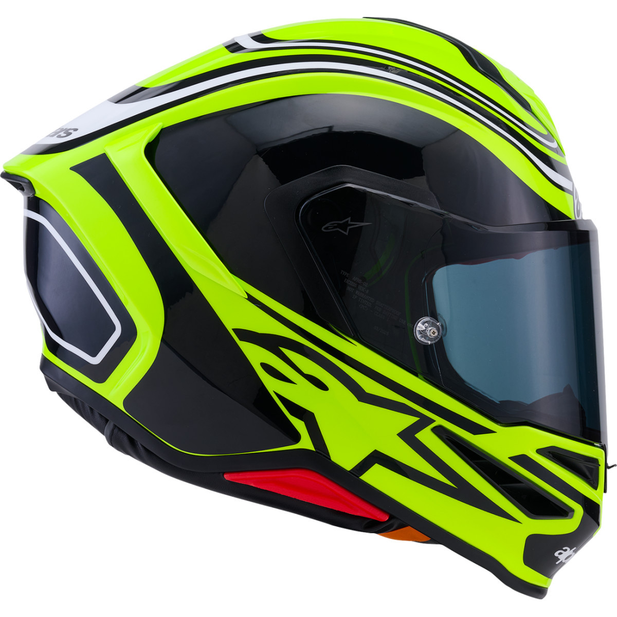Alpinestars #8202826-5021-XS - Supertech R7 Helmet - Zeal - 22.06 - Gloss Yellow Fluo/Black/White - XS