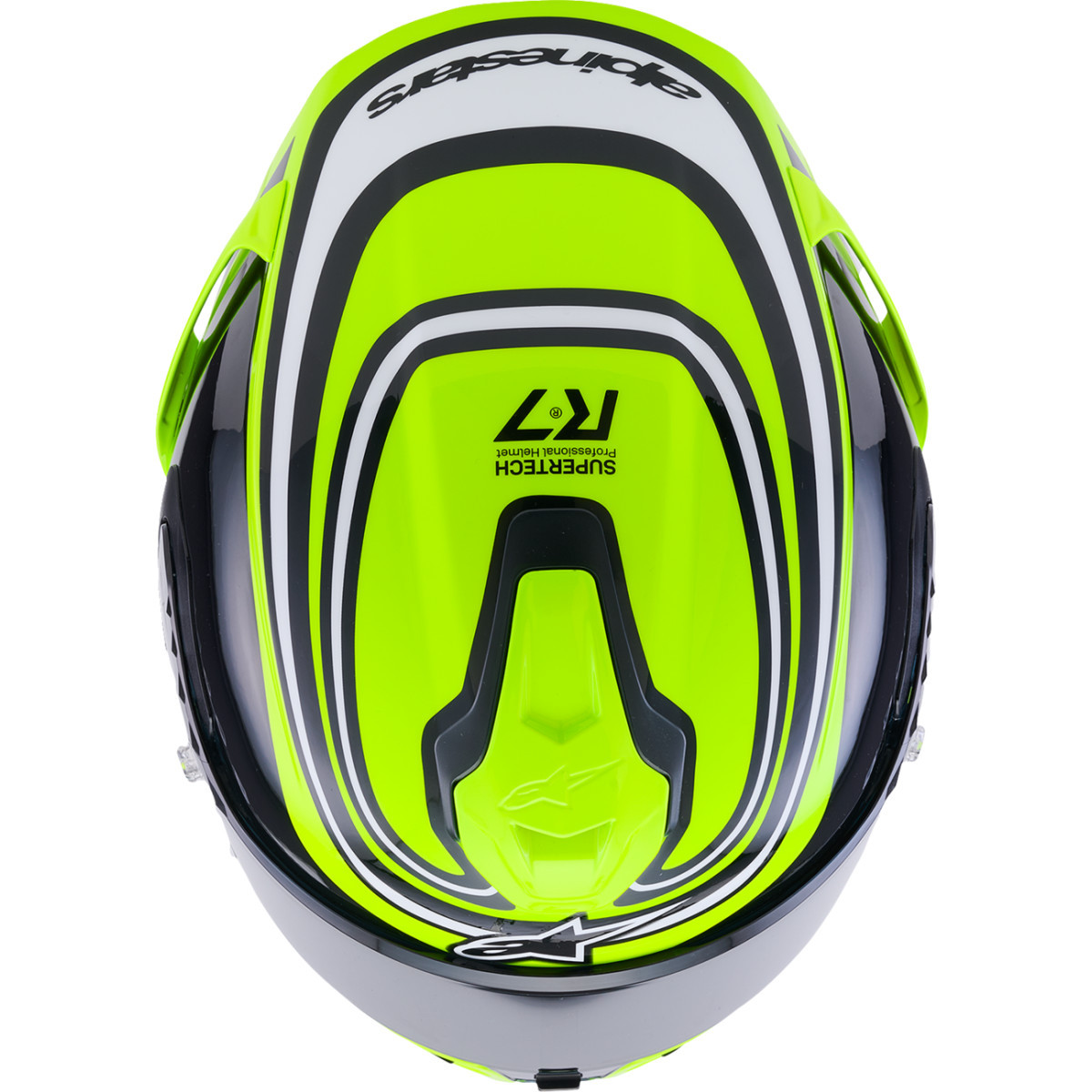 Alpinestars #8202826-5021-S - Supertech R7 Helmet - Zeal - 22.06 - Gloss Yellow Fluo/Black/White - Small