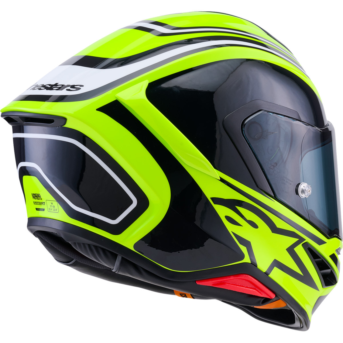 Alpinestars #8202826-5021-M - Supertech R7 Helmet - Zeal - 22.06 - Gloss Yellow Fluo/Black/White - Medium