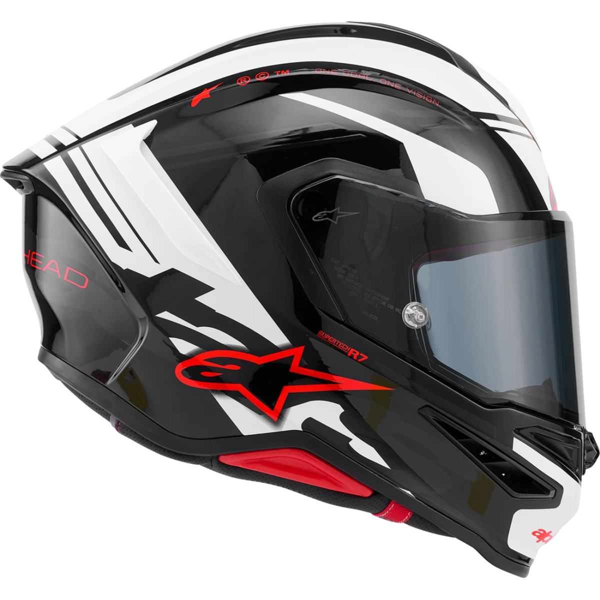 Alpinestars #8203426-1353-XS - Supertech R7 Helmet - 22.06 - A-Core - Gloss Black/White/Red - XS