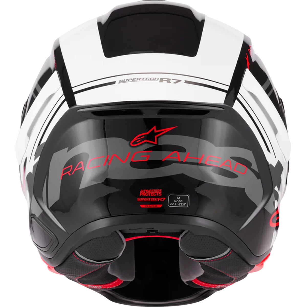 Alpinestars #8203426-1353-XS - Supertech R7 Helmet - 22.06 - A-Core - Gloss Black/White/Red - XS