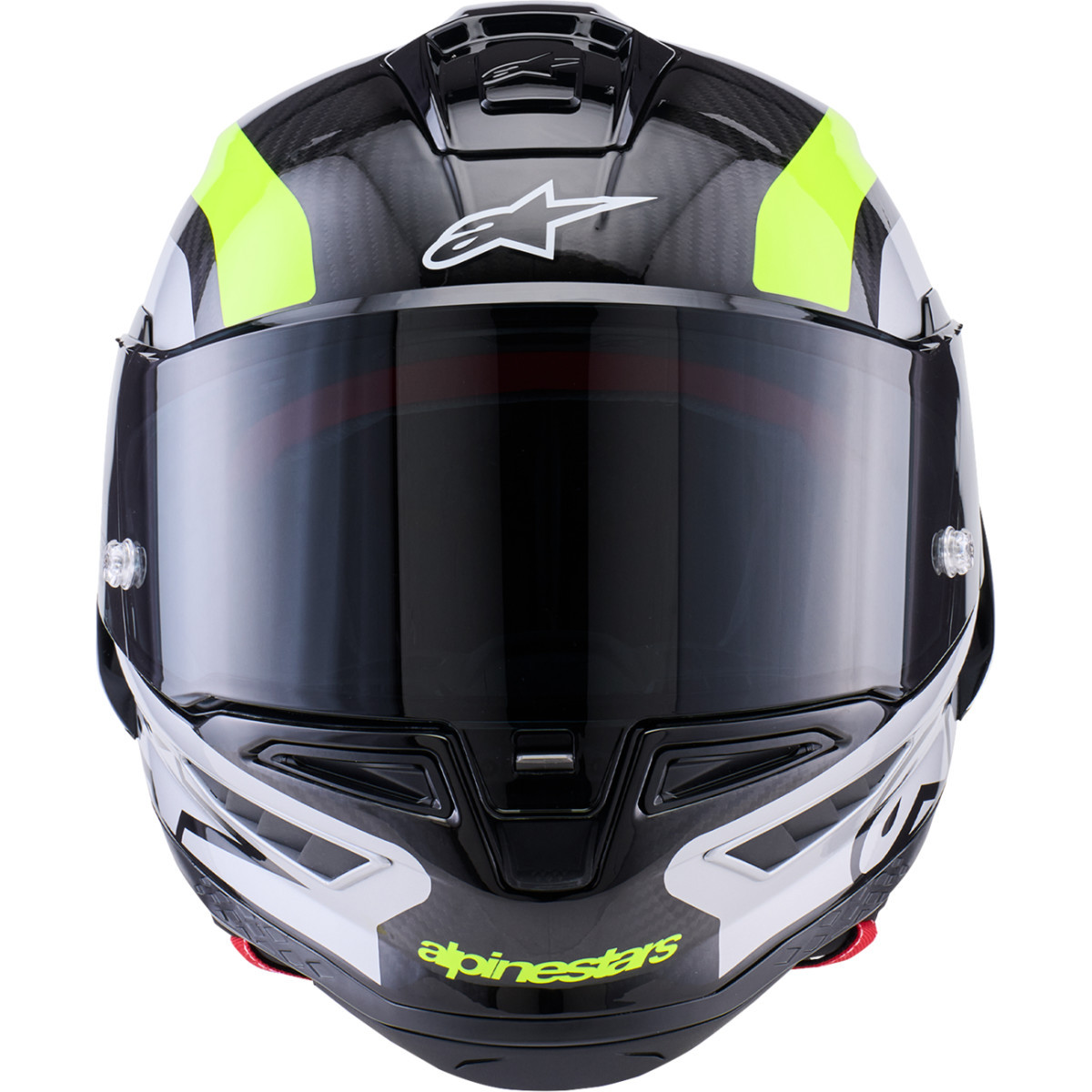 Alpinestars #8203926-1699-L - Supertech R10 Helmet - 22.06 - Arius - Gloss Black/Silver/Yellow Fluo - Large