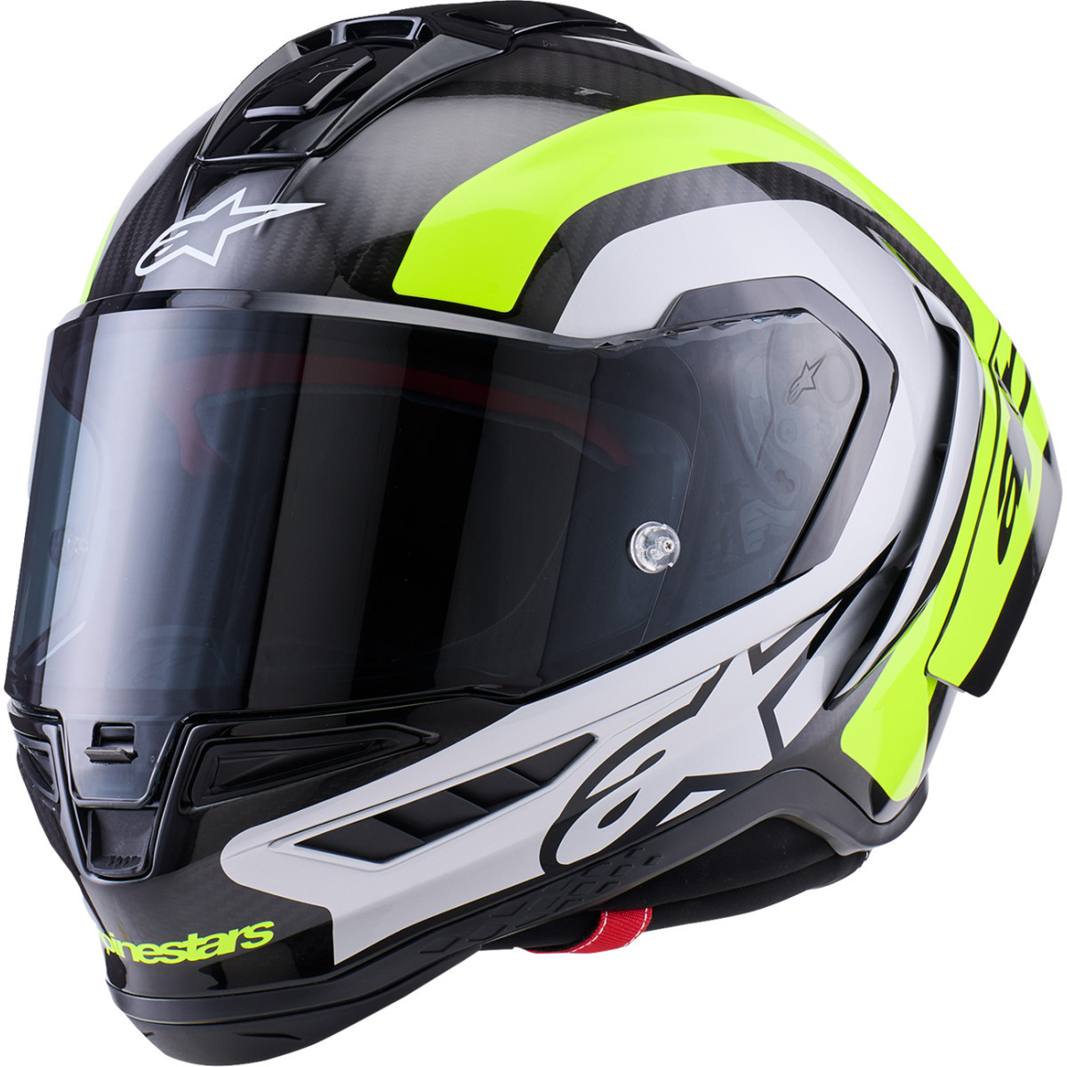 Alpinestars #8203926-1699-XL - Supertech R10 Helmet - 22.06 - Arius - Gloss Black/Silver/Yellow Fluo - XL