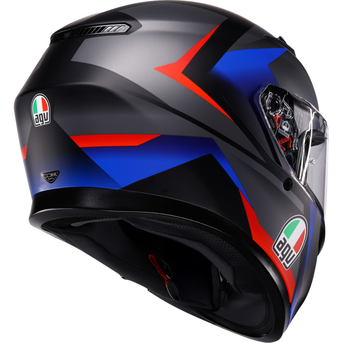 AGV #2118381004-024-XL - K3 Helmet - Striga - Matte Black/Blue/Red - XL