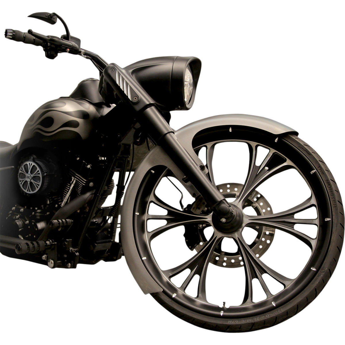 RC Components #FNDRKT26 - Front Fender Kit with Chrome Adapters - For 26" Wheel - 6" W