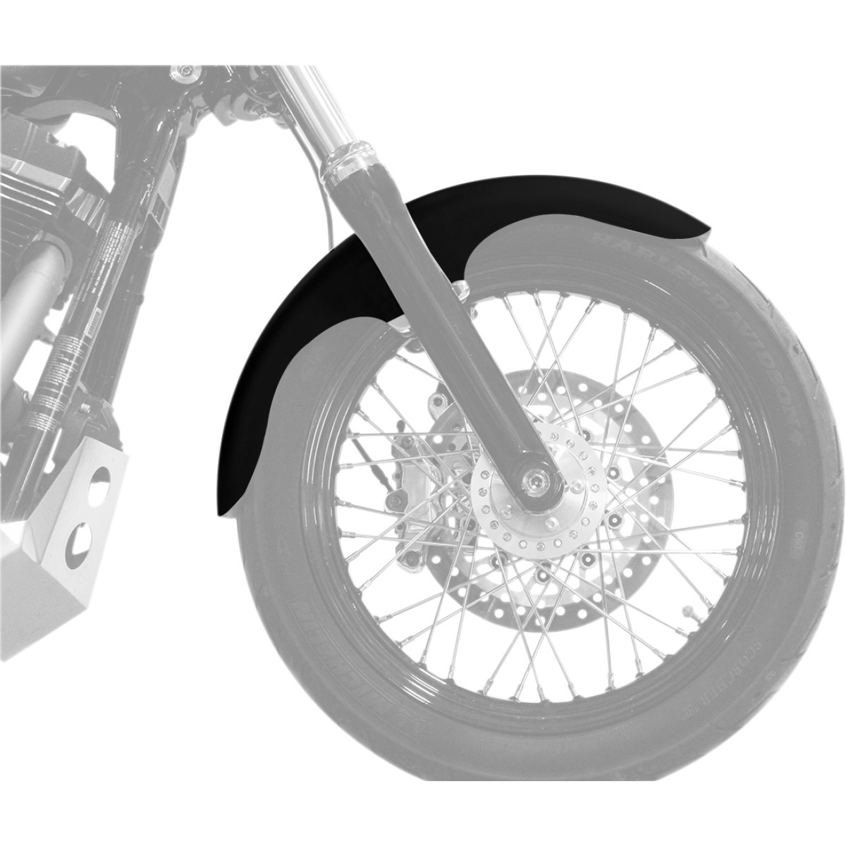 Klock Werks #KWF-03-0004 - Klub Front Fender - Black - 19" - HD Dyna/FXR/Sportster