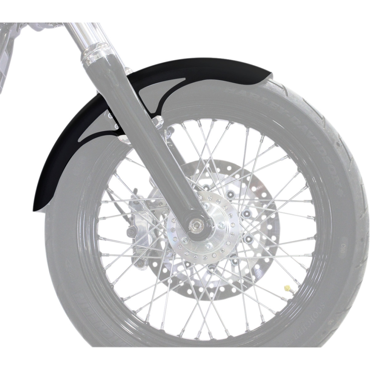 Klock Werks #KWF-03-0007 - P-Tom Front Fender - Black - 19" - HD Dyna/FXR/Sportster