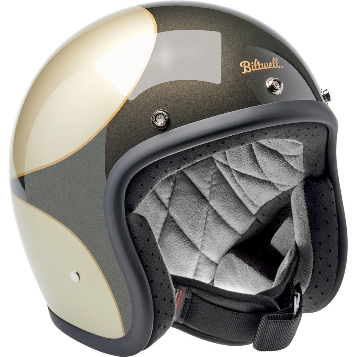 Biltwell #1001-589-204 - Bonanza Helmet - Scallop - Metallic Charcoal/Champagne - Large