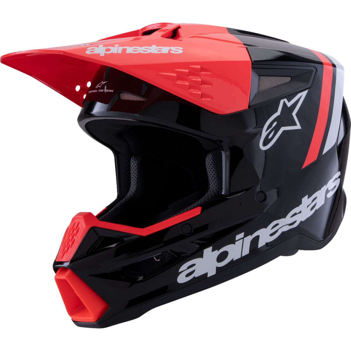 Alpinestars #8300826-1553-XS - SM3 Helmet - Radium - Gloss Black/Red Fluo/White - XS