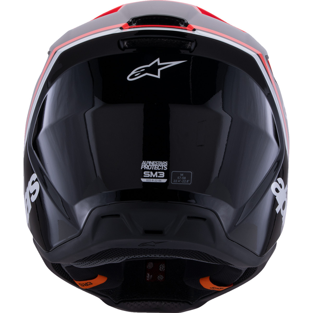 Alpinestars #8300826-1553-XS - SM3 Helmet - Radium - Gloss Black/Red Fluo/White - XS