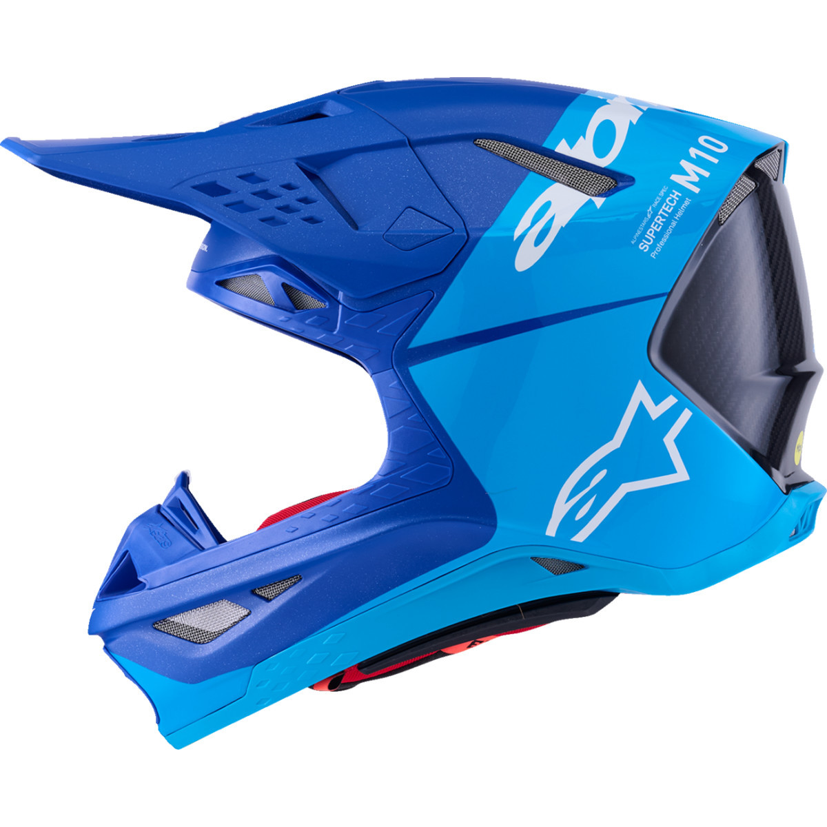 Alpinestars #8301023-7282-XXL - Supertech M10 Helmet - Flood - MIPS® - Blue/Black Carbon - 2XL