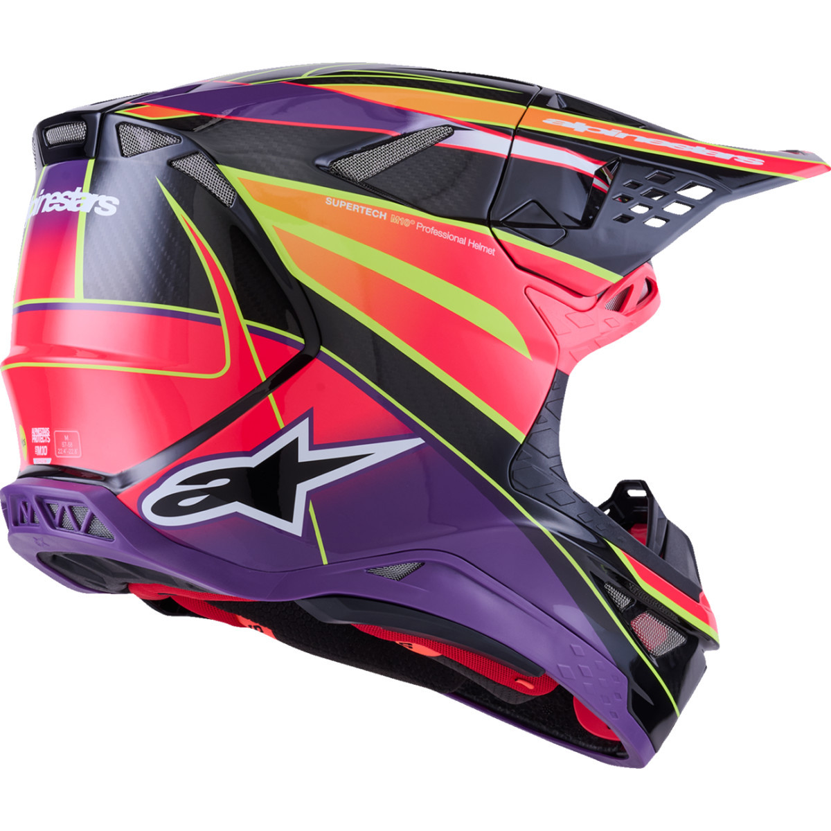 Alpinestars #8301223-3145-XXL - Supertech M10 Helmet - MIPS® - Era - Gloss Pink/Violet/Yellow Fluo - 2XL