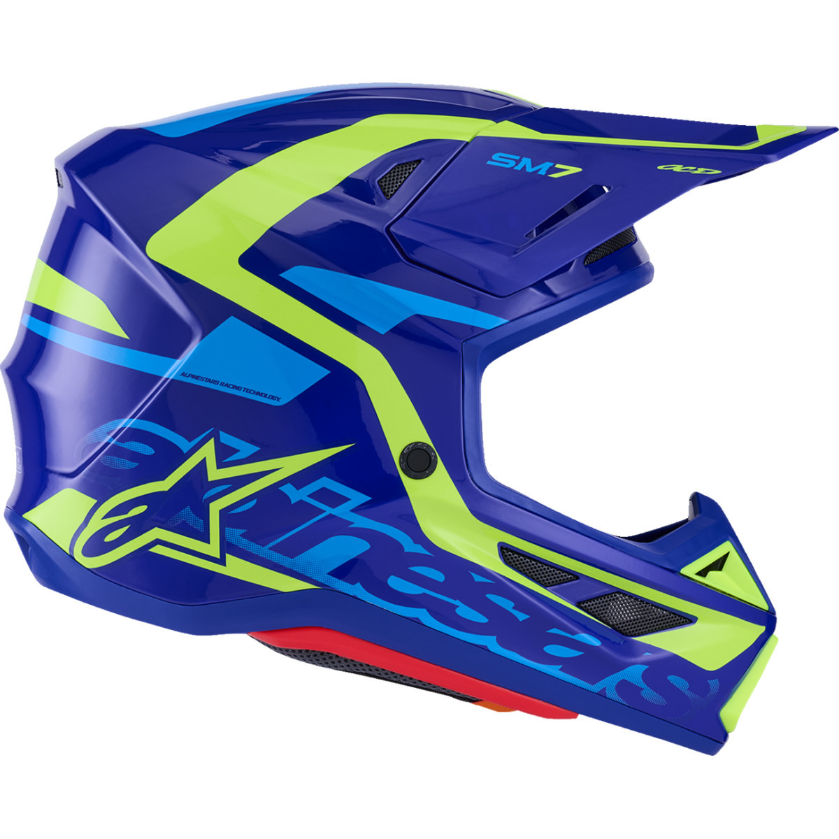 Alpinestars #8302426-7253-XS - SM7 Helmet - Deed - Gloss Blue/Yellow Fluo - XS