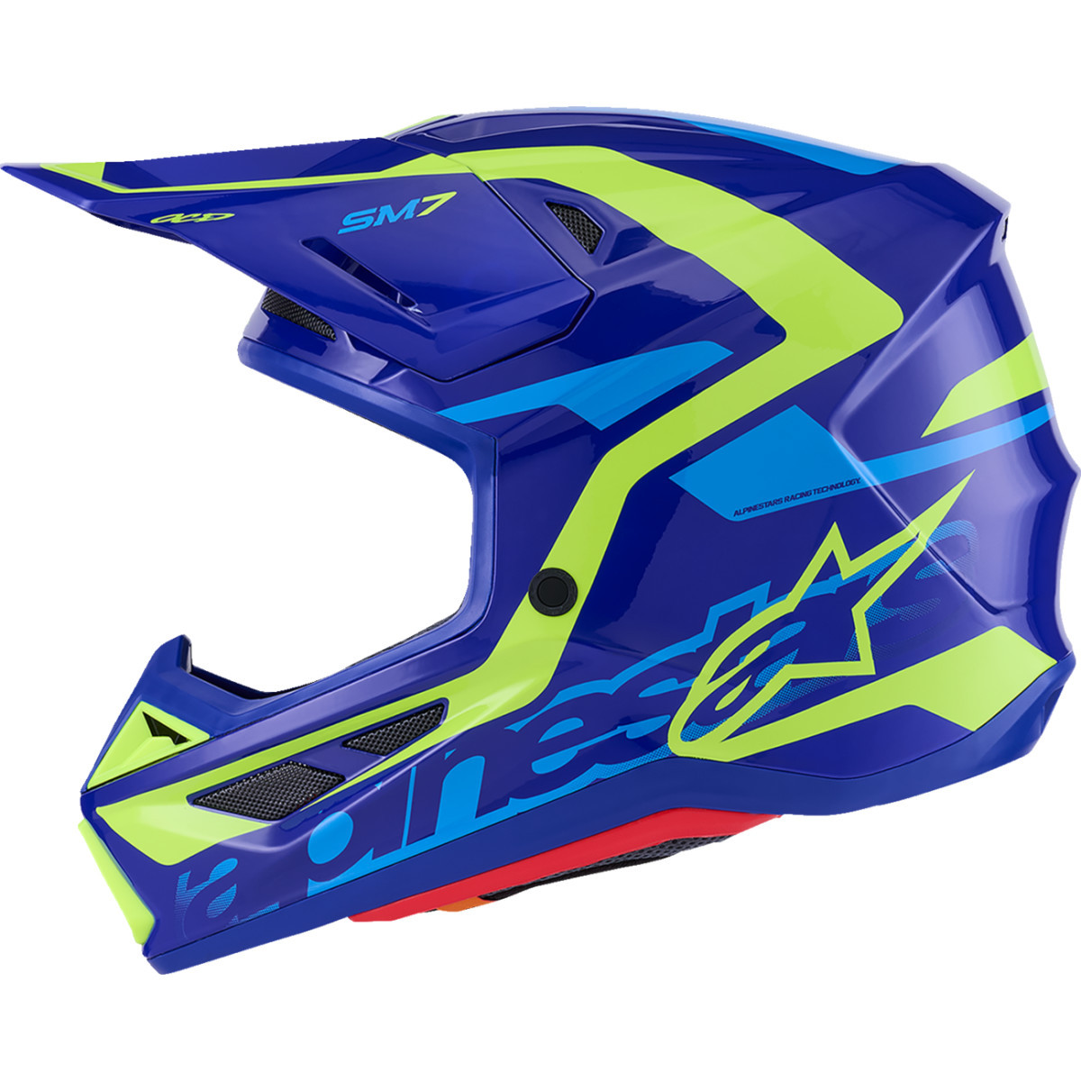 Alpinestars #8302426-7253-XS - SM7 Helmet - Deed - Gloss Blue/Yellow Fluo - XS