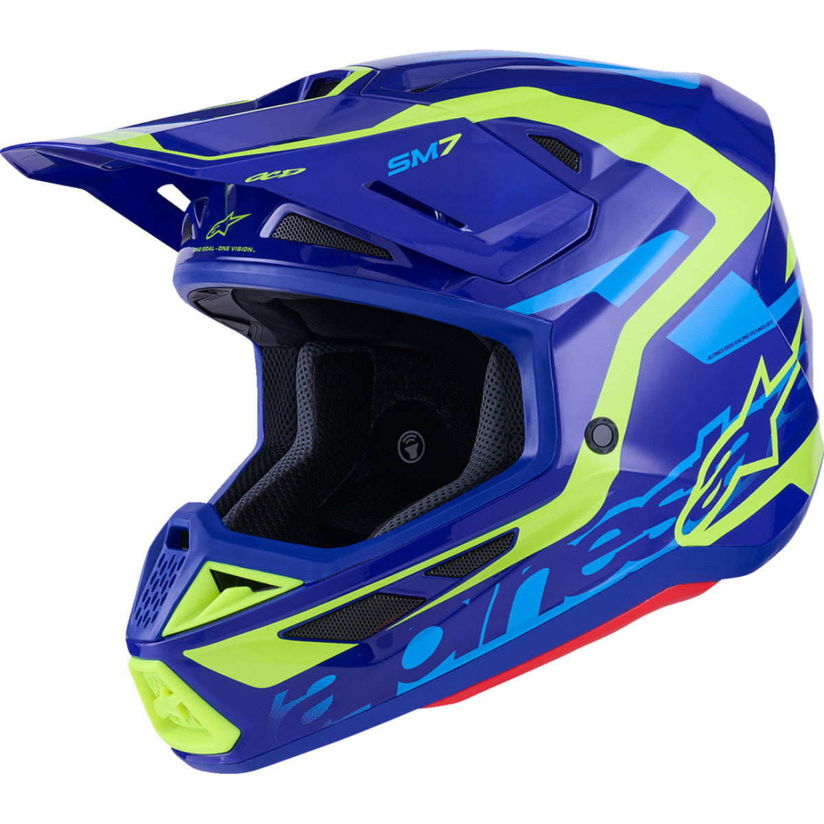 Alpinestars #8302426-7253-XL - SM7 Helmet - Deed - Gloss Blue/Yellow Fluo - XL