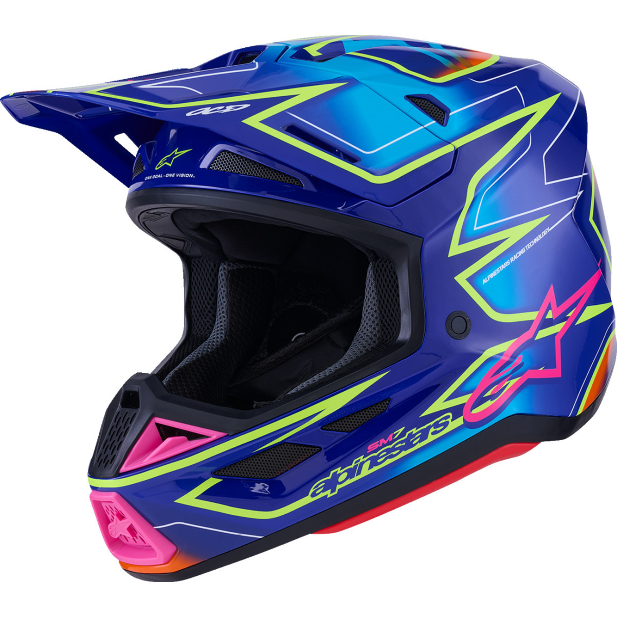 Alpinestars #8302626-7254-S - SM7 Helmet - Cast - Gloss/Blue/Pink/Yellow Fluo - Small