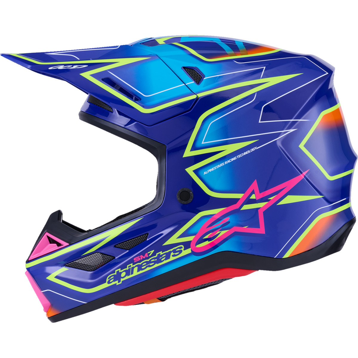 Alpinestars #8302626-7254-S - SM7 Helmet - Cast - Gloss/Blue/Pink/Yellow Fluo - Small