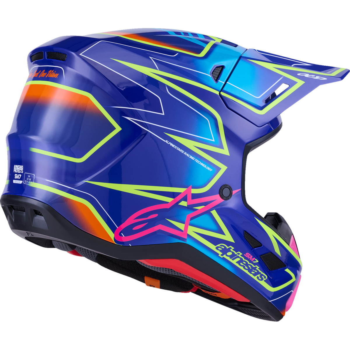 Alpinestars #8302626-7254-M - SM7 Helmet - Cast - Gloss/Blue/Pink/Yellow Fluo - Medium