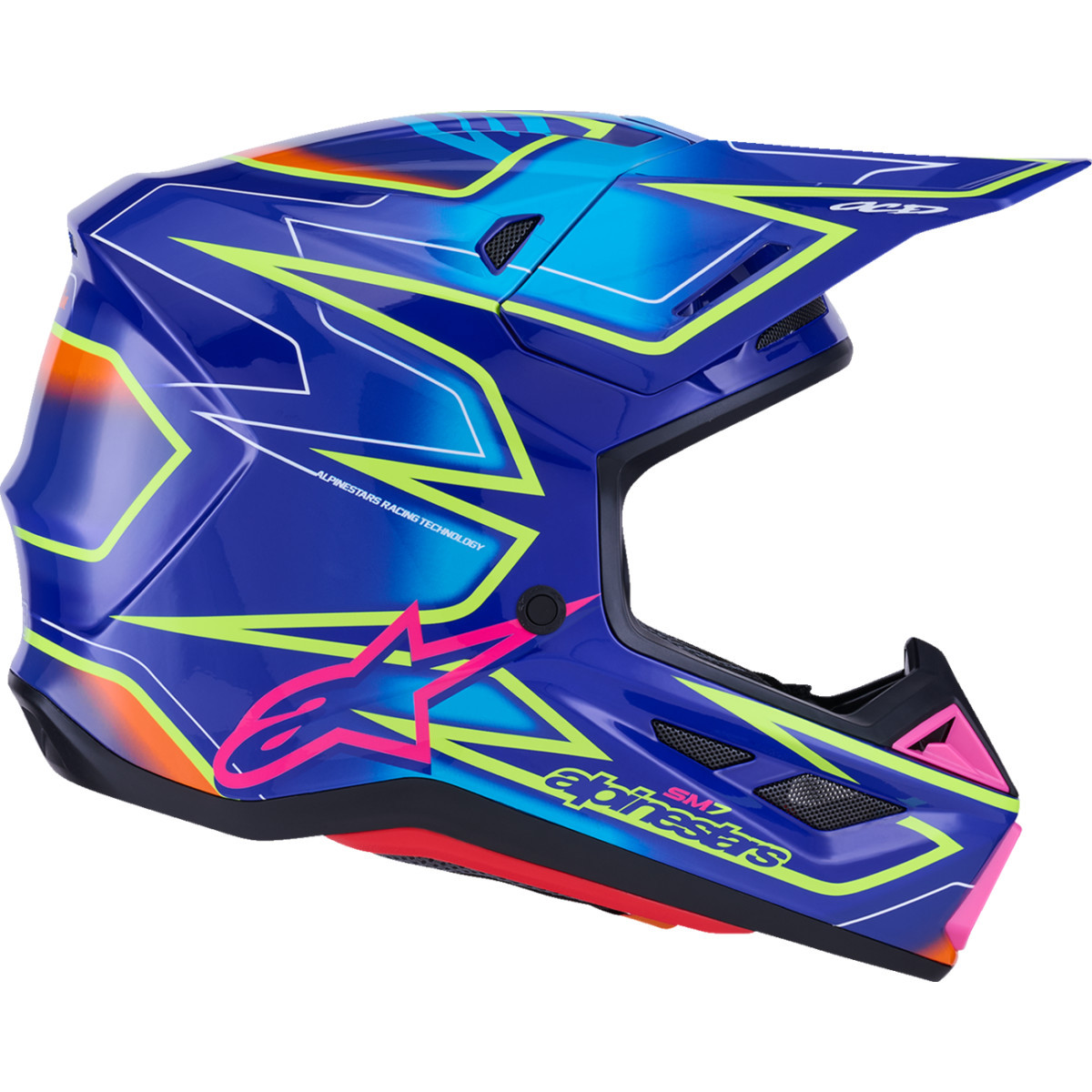 Alpinestars #8302626-7254-L - SM7 Helmet - Cast - Gloss/Blue/Pink/Yellow Fluo - Large