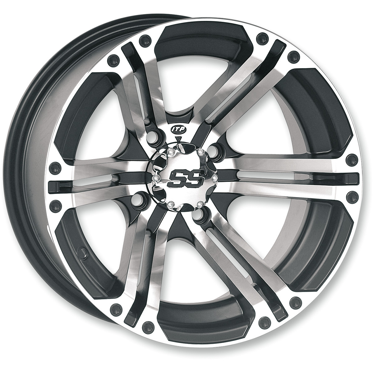 ITP #1228368404B - Wheel - SS212 - Front/Rear - Machined Black - 12x7 - 4/137 - 5+2