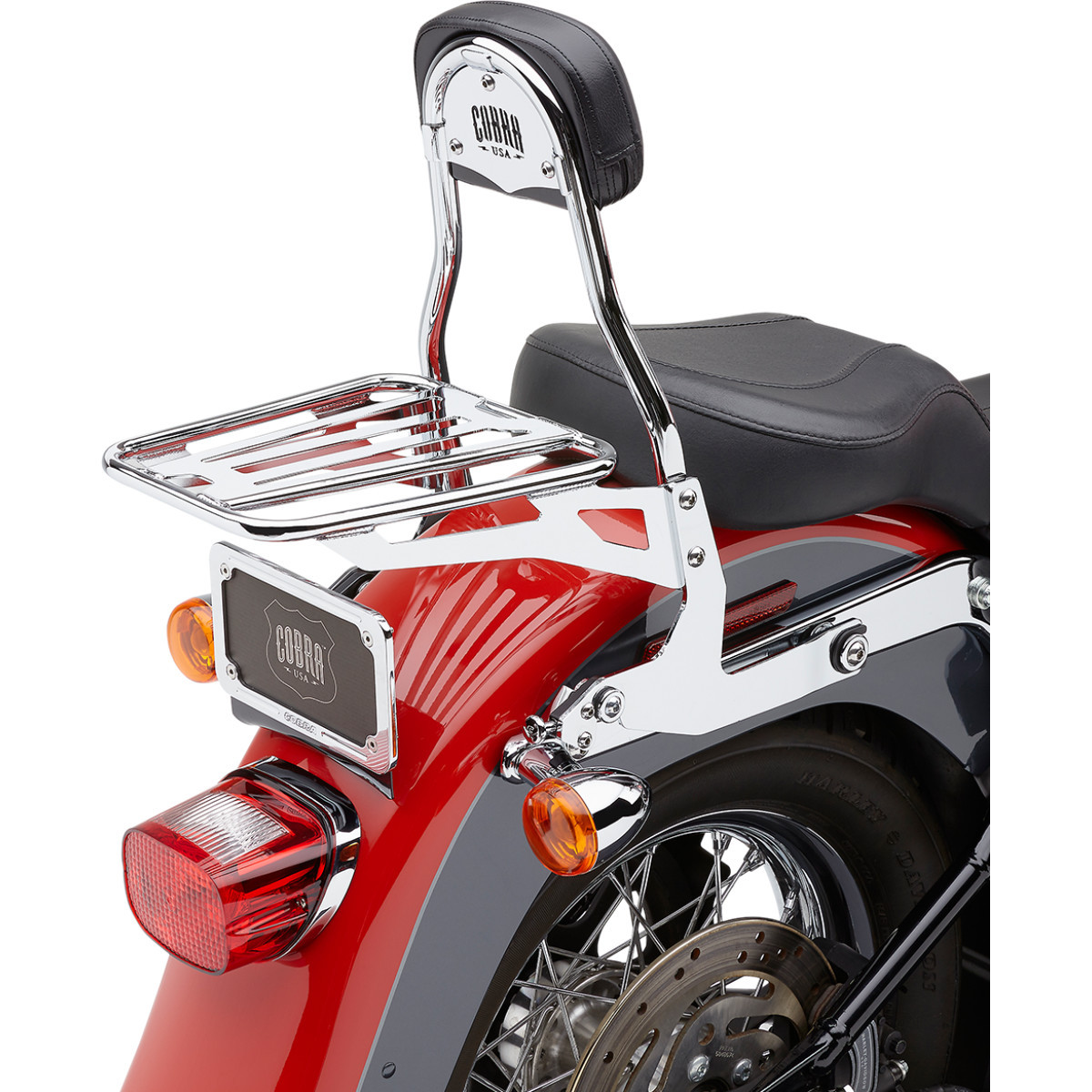 Cobra #602-2001 - Backrest Kit - 14" - Chrome - Softail