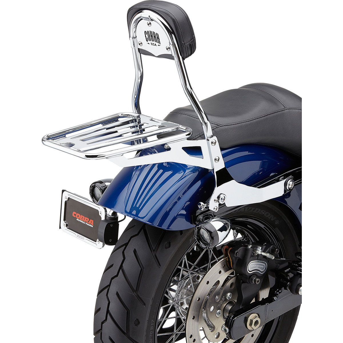 Cobra #602-2004 - Backrest Kit - 14" - Chrome - Dyna