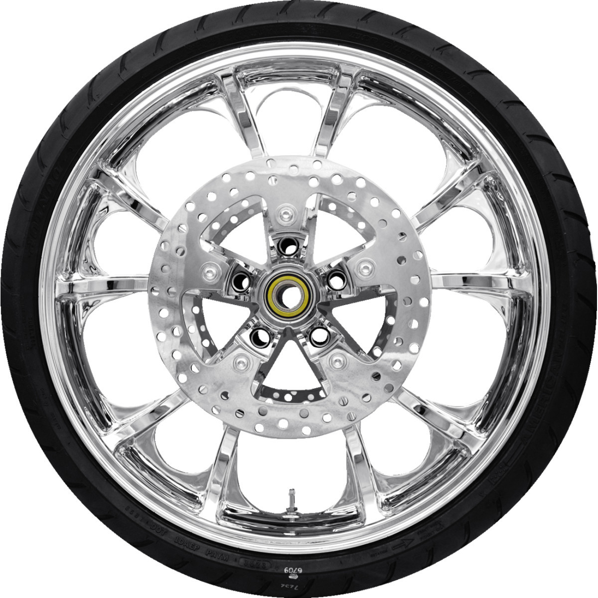 Coastal Moto #PKG2-LGO213CH-ABST - Largo Front Wheel - Chrome (21") | Rotors (11.8") | Dunlop AE2 Tire (130/60B21)