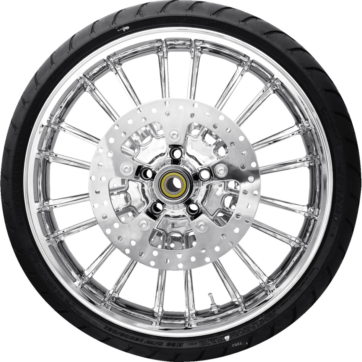 Coastal Moto #PKG2-ATL213CH-ABST - Atlantic Front Wheel - Chrome (21") | Rotors (11.8") | Dunlop AE2 Tire (130/60B21)