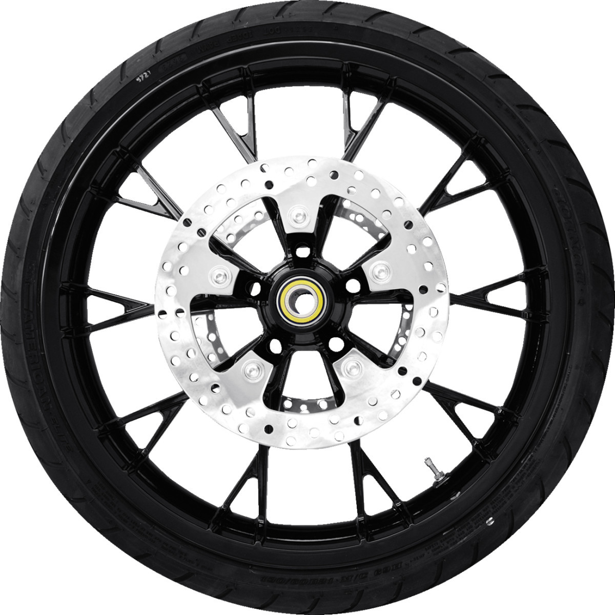 Coastal Moto #PKG2-MAR213SB-ABST - Marlin Front Wheel - Solid Black (21") | Rotors (11.8") | Dunlop AE2 Tire (130/60B21)