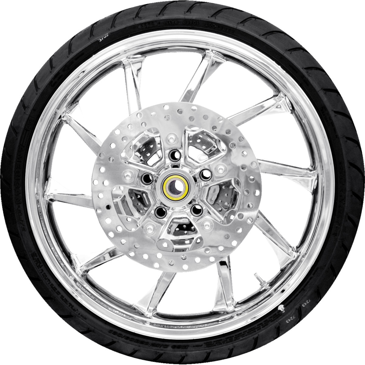 Coastal Moto #PKG2-HUR213CH-ABST - Hurricane Front Wheel - Chrome (21") | Rotors (11.8") | Dunlop AE2 Tire (130/60B21)